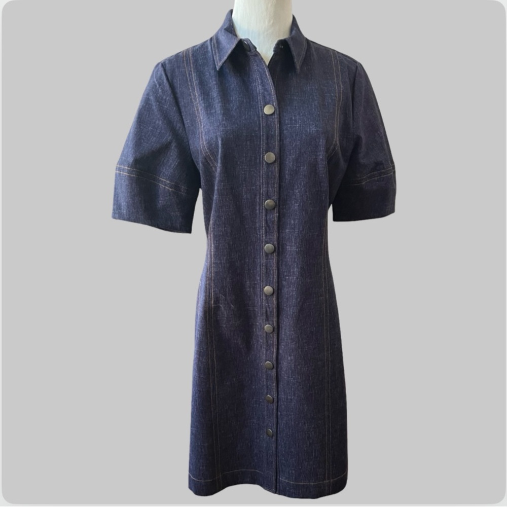 NWT Pearl Midnight Stretch Denim Snap Button Front Dress Size 10 - Picture 3 of 12